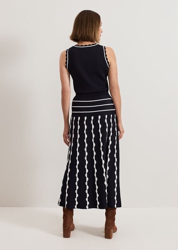 Phase Eight Liz Scallopped Skirts Navy/White Canada | LZMRWQ-387